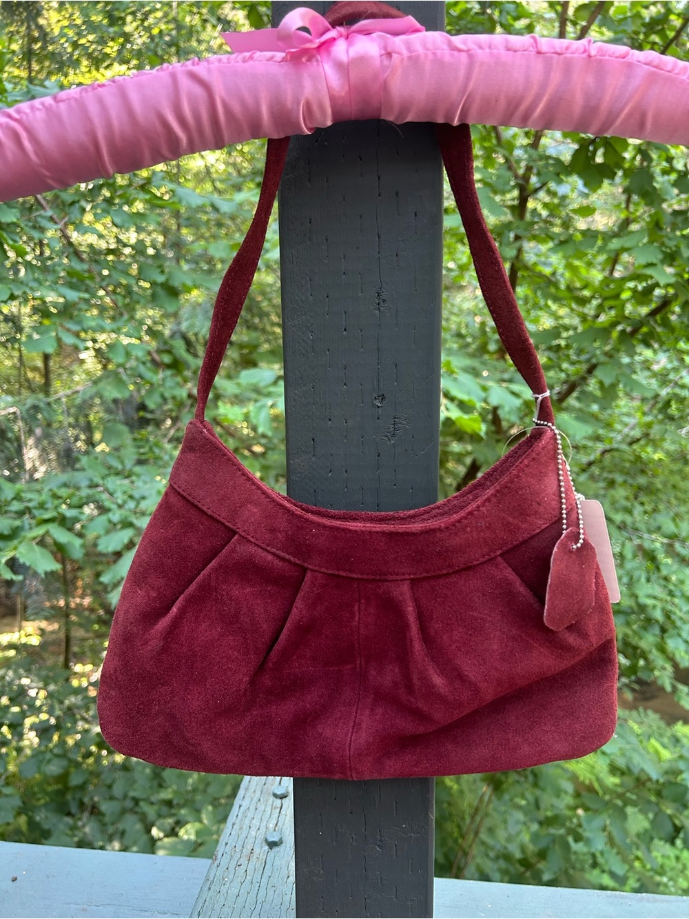 Coldwater Creek Burgundy Suede Shoulder Bag